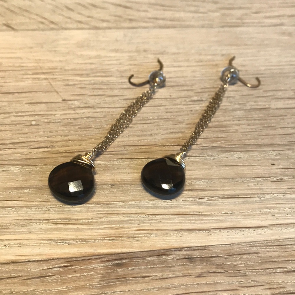 Topaz and crystal drop earrings for pierced ears.